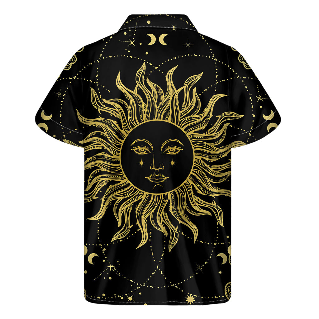 Black and Gold Celestial Sun Hawaiian Short Sleeve Shirt - Embrace the Aloha Vibe - 2