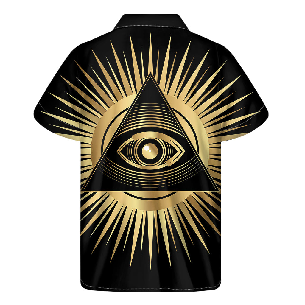 Eye of Providence Black and Gold Hawaiian Aloha Shirt - 2