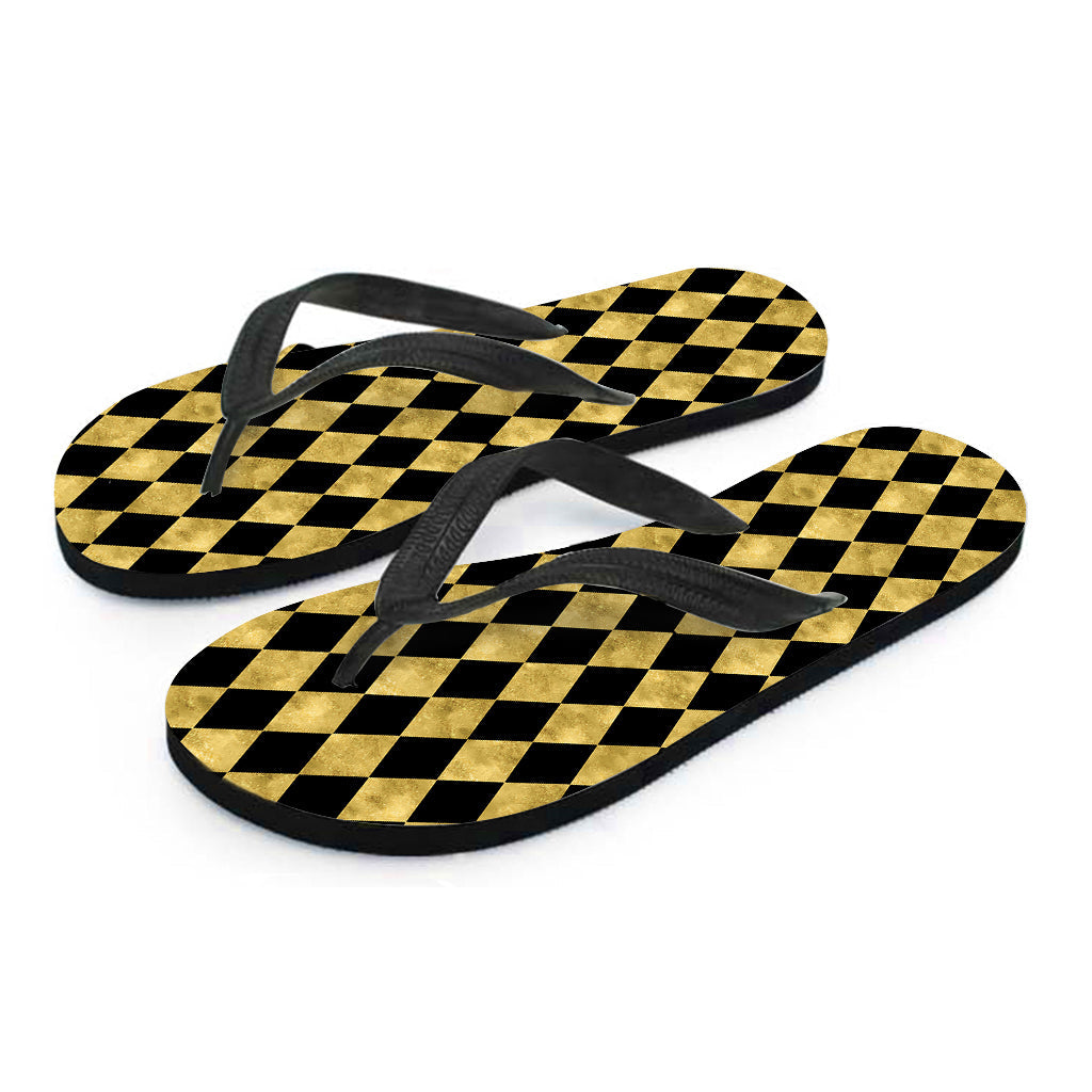 Black and Gold Harlequin Hawaiian Flip Flops: Step into Style! - 2