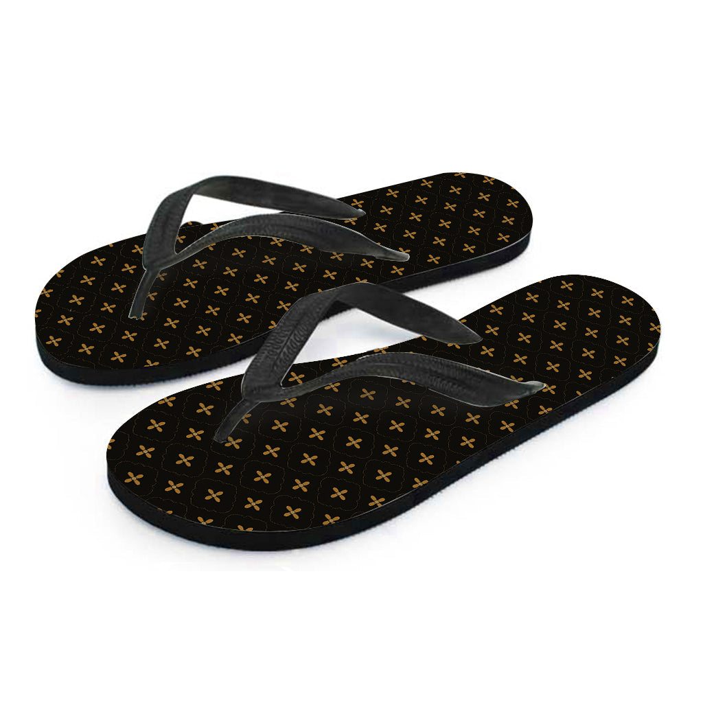 Black and Gold Hawaiian Orthodox Pattern Flip Flops for a Stylish Island Look - 2