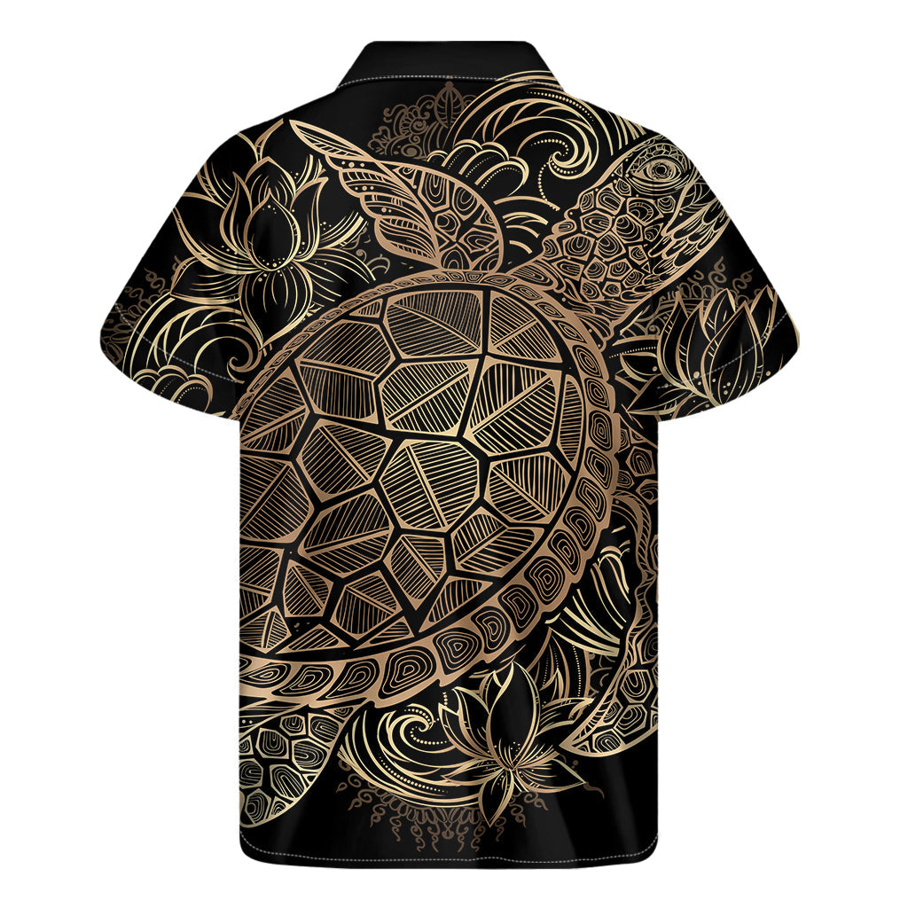 Black and Gold Sea Turtle Hawaiian Shirt - 2