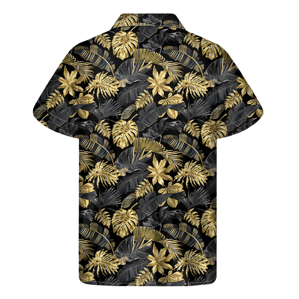 Black and Gold Hawaiian Bliss: Men&#39;s Short Sleeve Shirt - 2