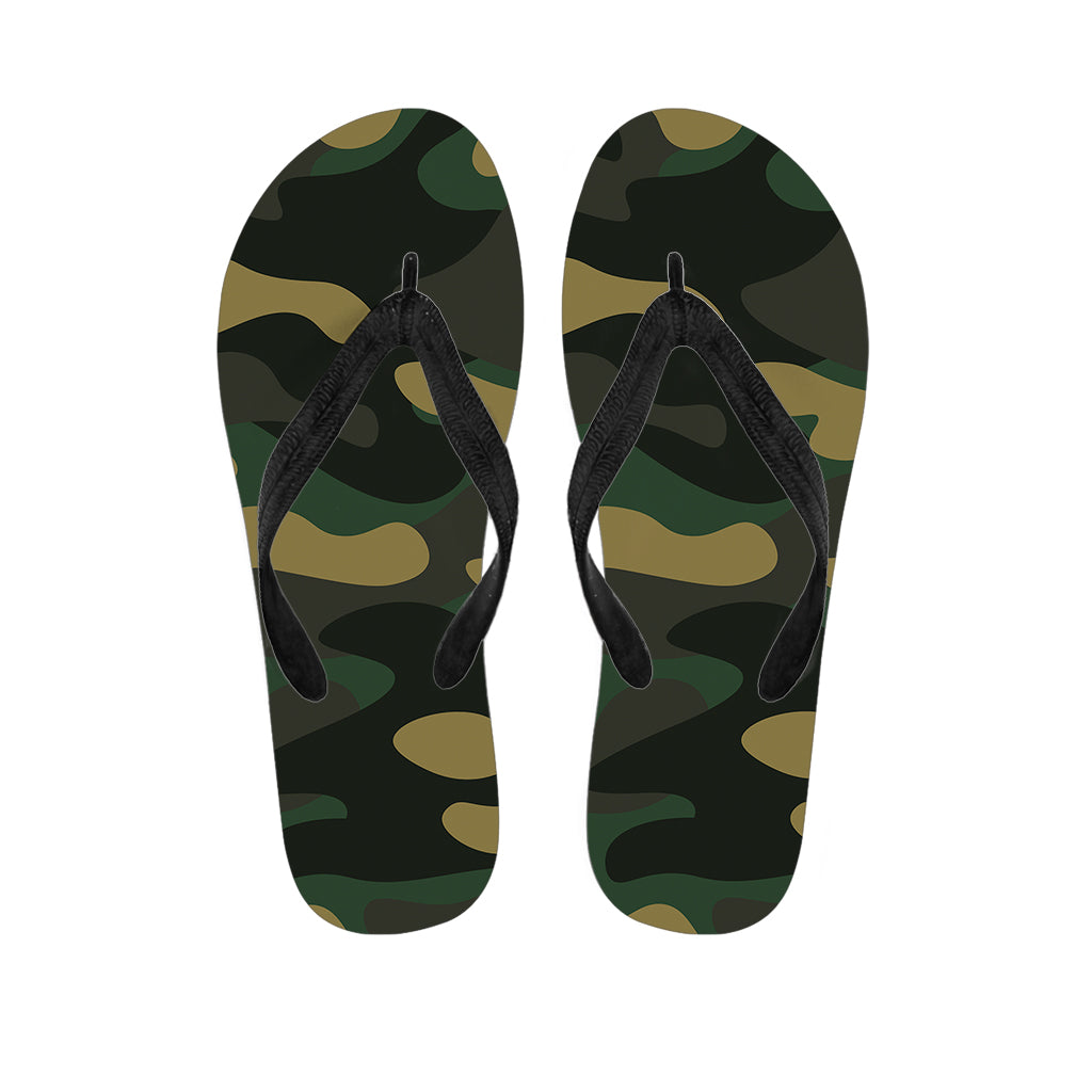 Black and Green Camouflage Print Hawaiian Flip Flops: The Perfect Tropical Accessory - 1