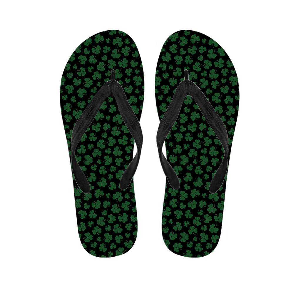 Black and Green Shamrock Pattern Hawaiian Flip Flops: Perfect for Your Tropical Outfit - 1