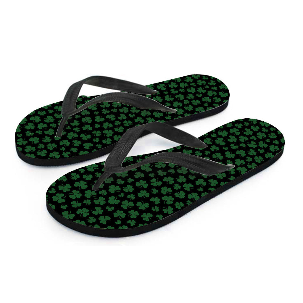 Black and Green Shamrock Pattern Hawaiian Flip Flops: Perfect for Your Tropical Outfit - 2