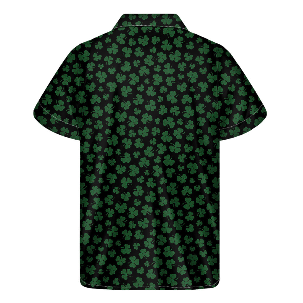 Black and Green Shamrock Pattern Hawaiian Short Sleeve Shirt - 2