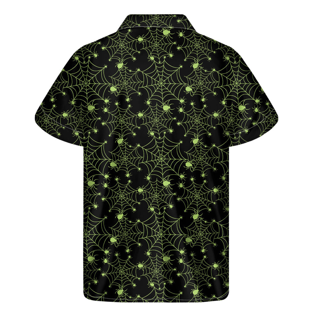 Black and Green Spider Web Hawaiian Short Sleeve Shirt - 2