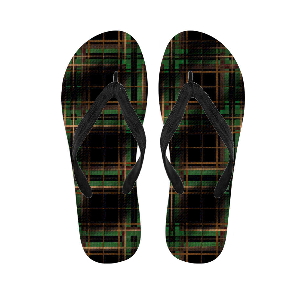 Black and Green Stewart Tartan Print Hawaiian Flip Flops: The Perfect Addition to Your Island-Inspired Outfit - 1