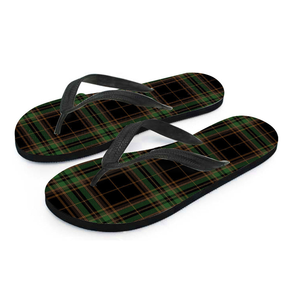 Black and Green Stewart Tartan Print Hawaiian Flip Flops: The Perfect Addition to Your Island-Inspired Outfit - 2