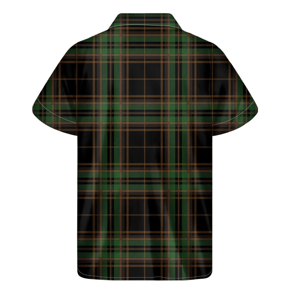 Black and Green Stewart Tartan Hawaiian Short Sleeve Shirt - 2