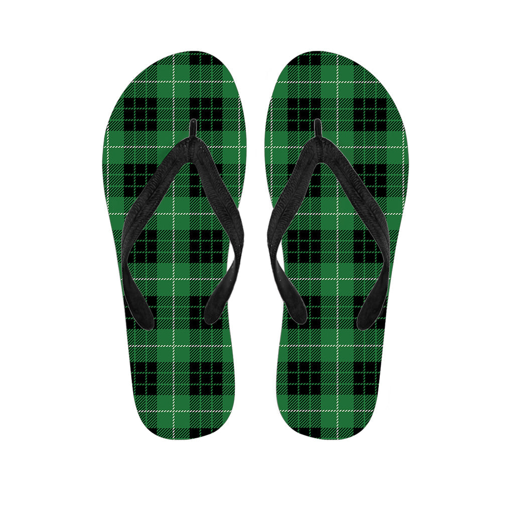 Black and Green Tartan Hawaiian Flip Flops: Perfect for Your Island Style Outfit - 1