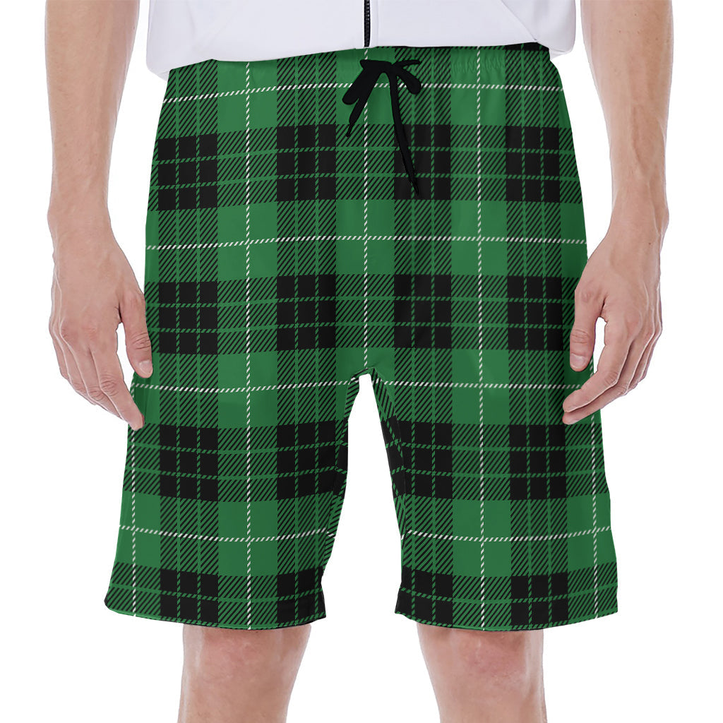 Black and Green Tartan Hawaiian Men's Beach Shorts - 1