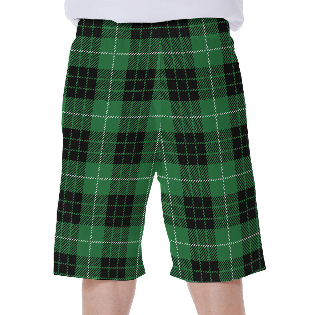 Black and Green Tartan Hawaiian Men's Beach Shorts - 1