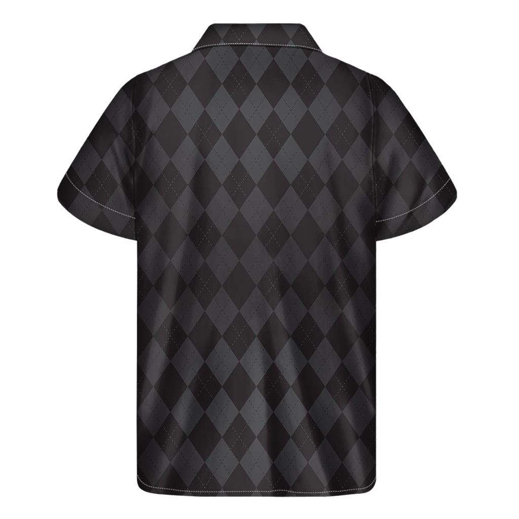 Black and Grey Argyle Hawaiian Short Sleeve Shirt - 2