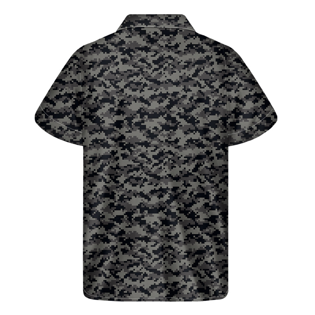 Black and Grey Digital Camo Hawaiian Short Sleeve Shirt - 2