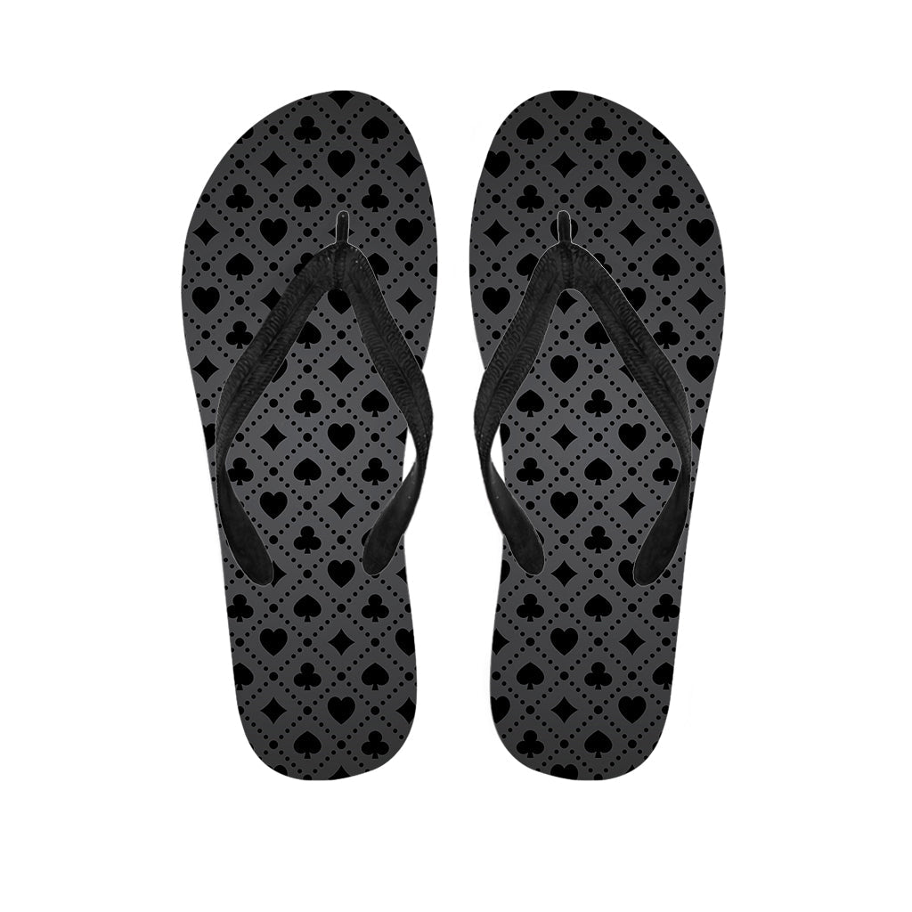 Black and Grey Playing Card Suits Hawaiian Flip Flops - 1