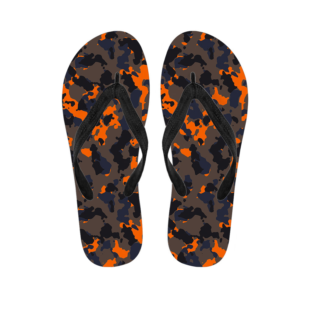 Black and Orange Camouflage Hawaiian Flip Flops: Embrace Island Style with Every Step - 1