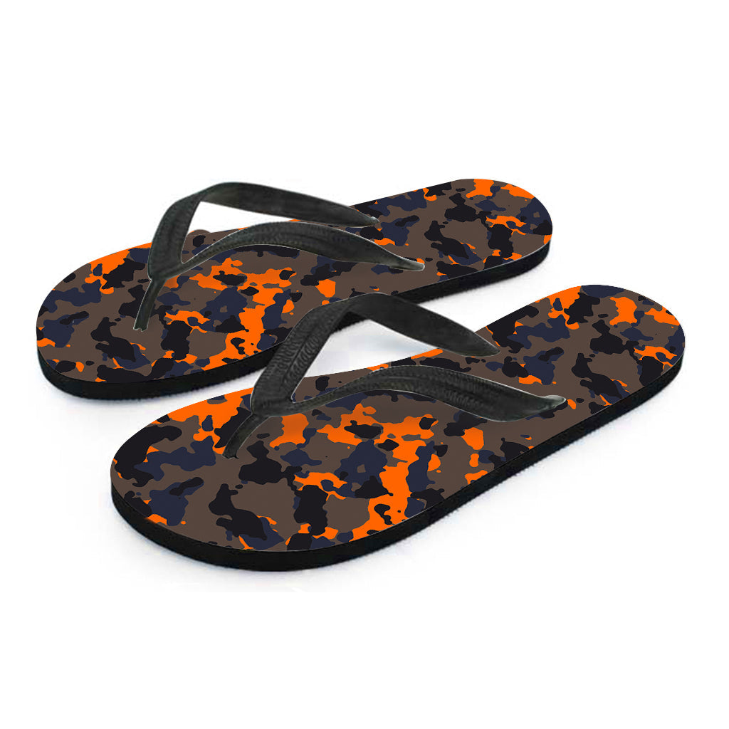 Black and Orange Camouflage Hawaiian Flip Flops: Embrace Island Style with Every Step - 2