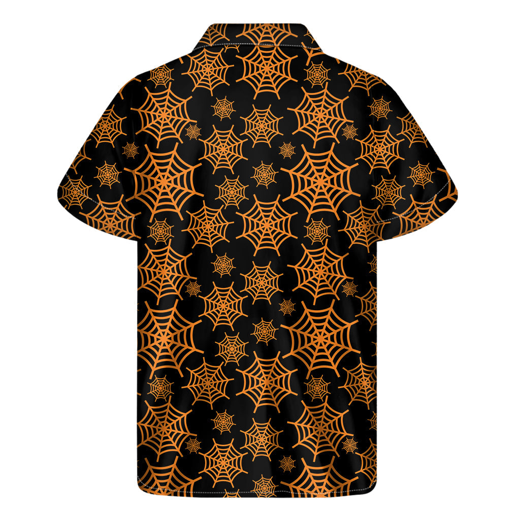 Black and Orange Spider Web Hawaiian Short Sleeve Shirt - 2