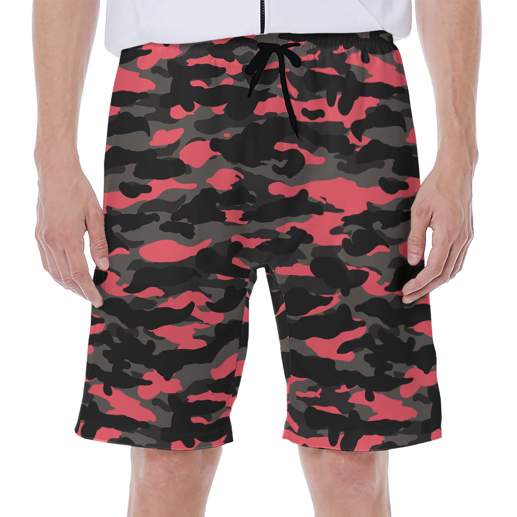 Black and Pink Camouflage Hawaiian Men's Beach Shorts - 1