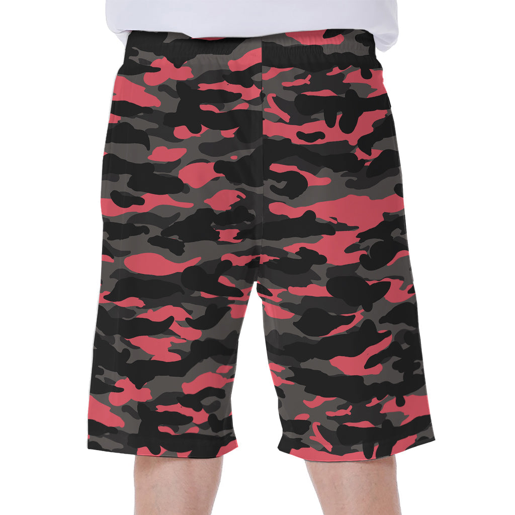 Black and Pink Camouflage Hawaiian Men's Beach Shorts - 1