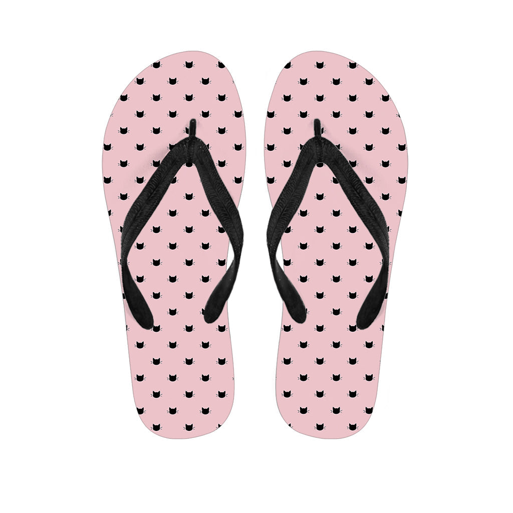 Black and Pink Cat Pattern Hawaiian Flip Flops: Perfect for Your Island Outfit - 1