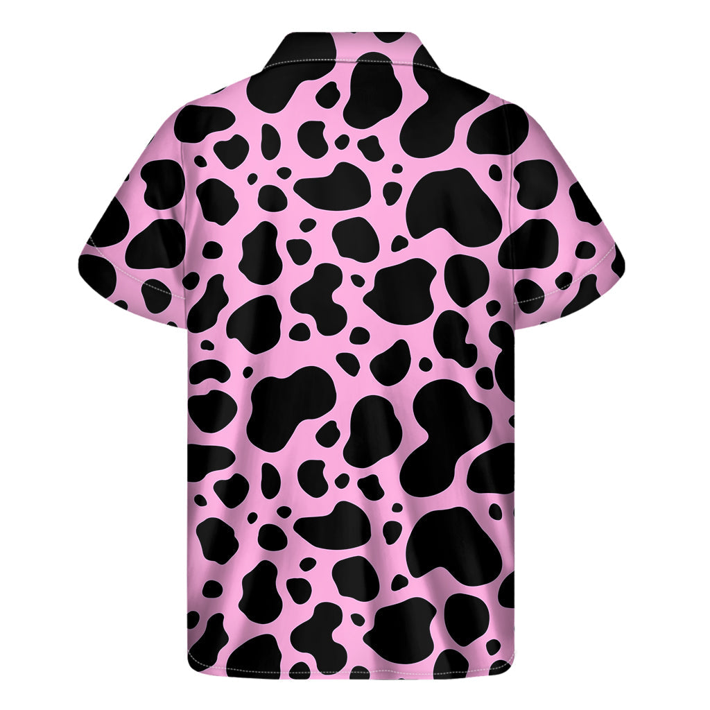 Black and Pink Cow Print Hawaiian Short Sleeve Shirt - 2