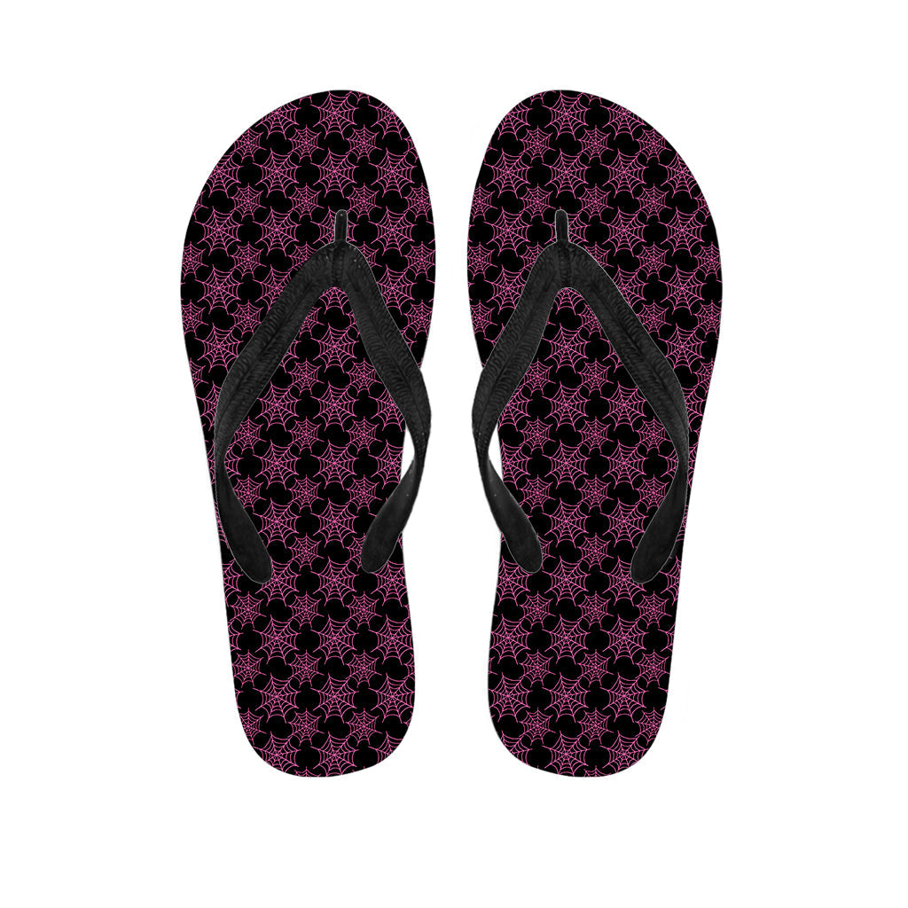 Black and Pink Spider Web Pattern Hawaiian Flip Flops: Aloha Style for Your Feet - 1