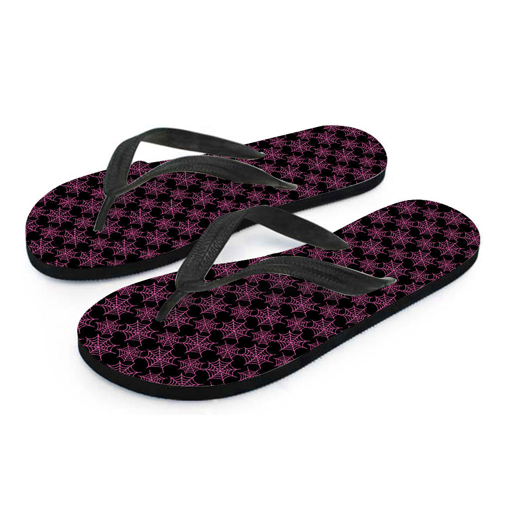 Black and Pink Spider Web Pattern Hawaiian Flip Flops: Aloha Style for Your Feet - 2