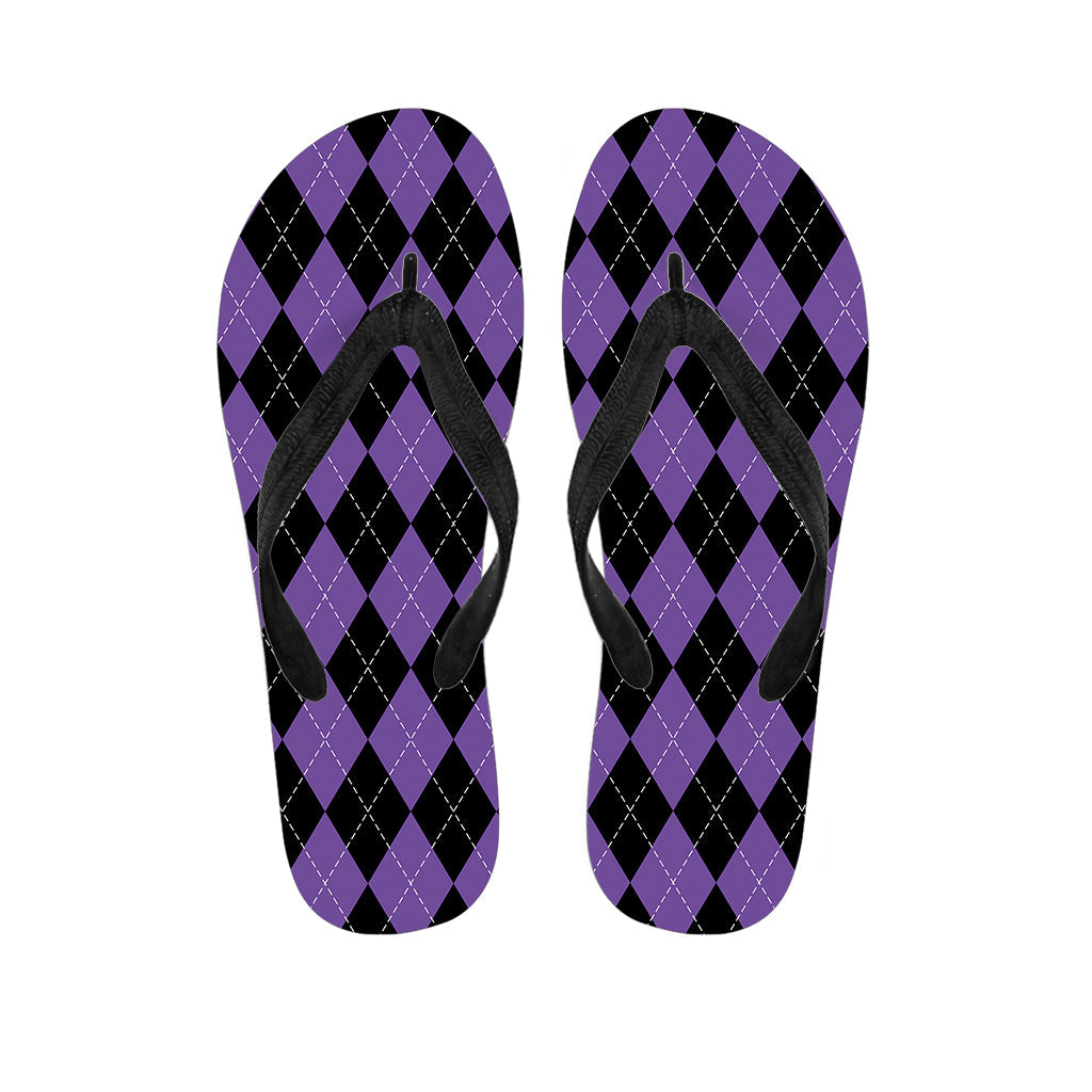 Black and Purple Argyle Pattern Hawaiian Flip Flops: Complete Your Island Outfit - 1