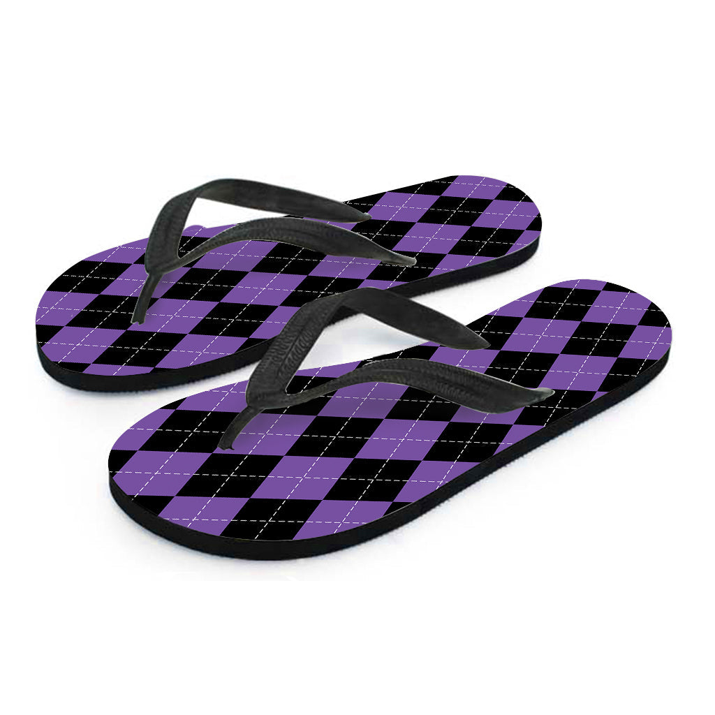 Black and Purple Argyle Pattern Hawaiian Flip Flops: Complete Your Island Outfit - 2