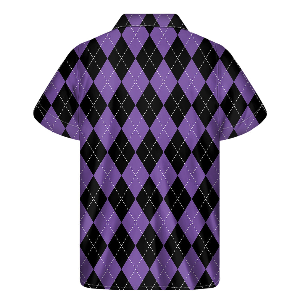 Black and Purple Argyle Hawaiian Shirt: Embrace the Aloha Spirit in Style! - 2