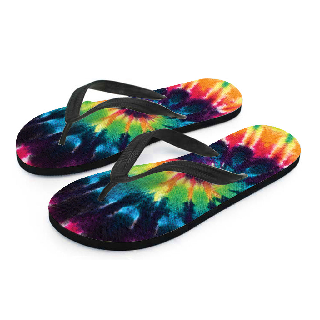 Black and Rainbow Tie-Dye Hawaiian Flip Flops: Complete Your Island Style Outfit! - 2