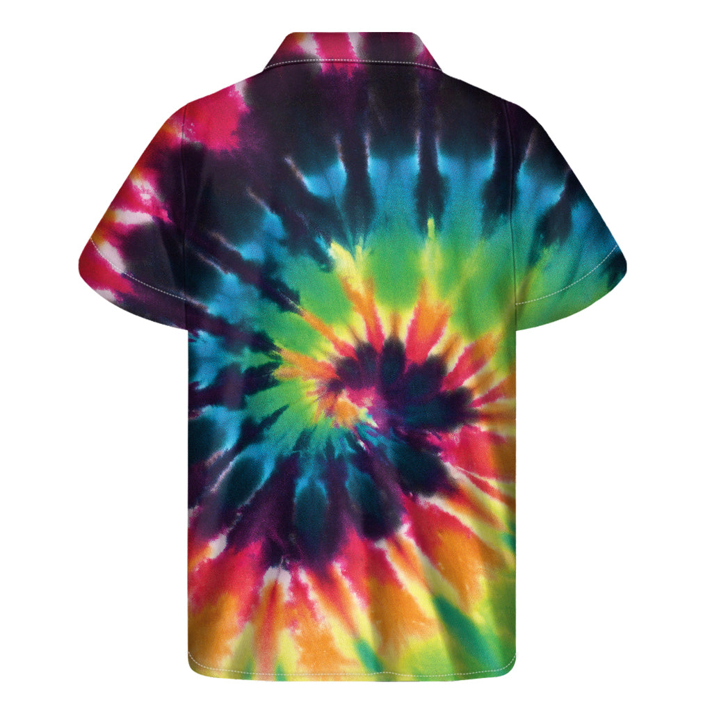 Rainbow Tie Dye Hawaiian Style Short Sleeve Shirt - 2