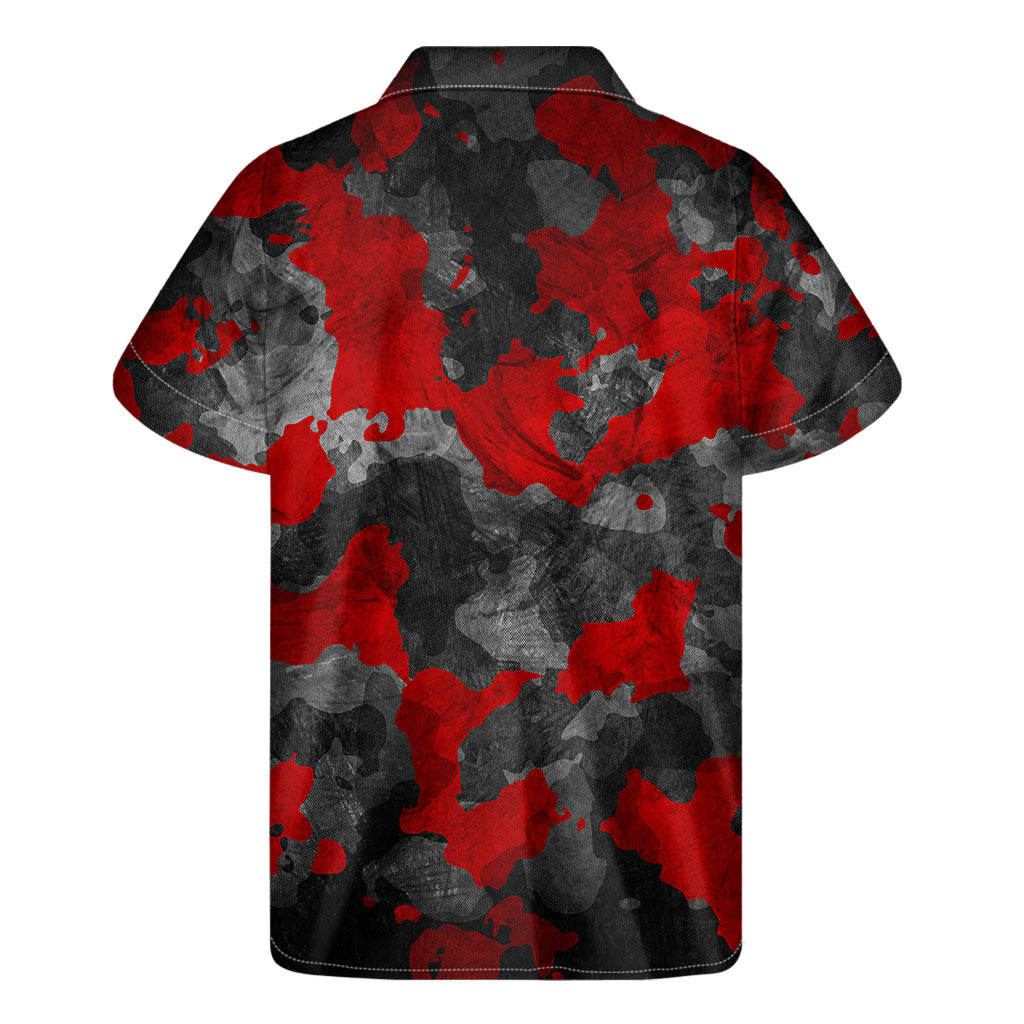 Black and Red Camouflage Hawaiian Style Short Sleeve Shirt - 2