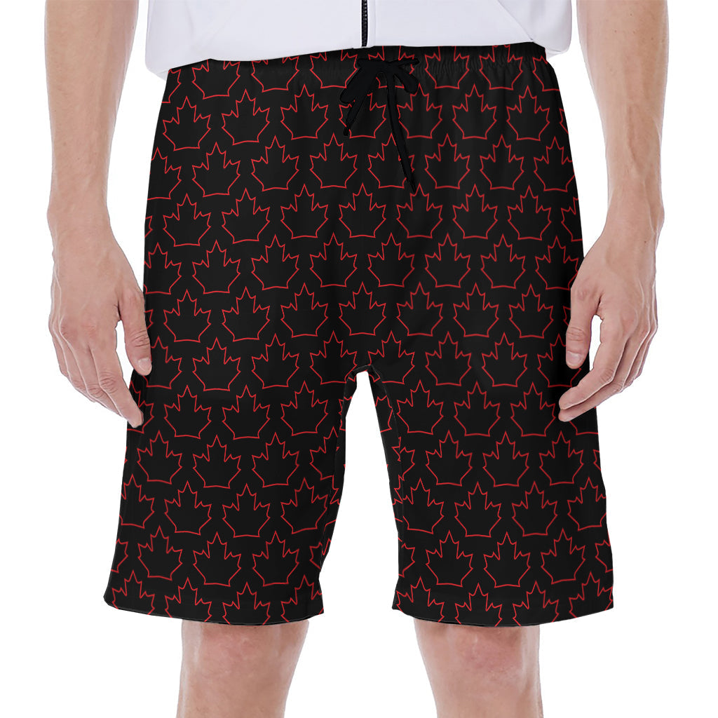 Black and Red Hawaiian Maple Leaf Men&#39;s Beach Shorts - 1