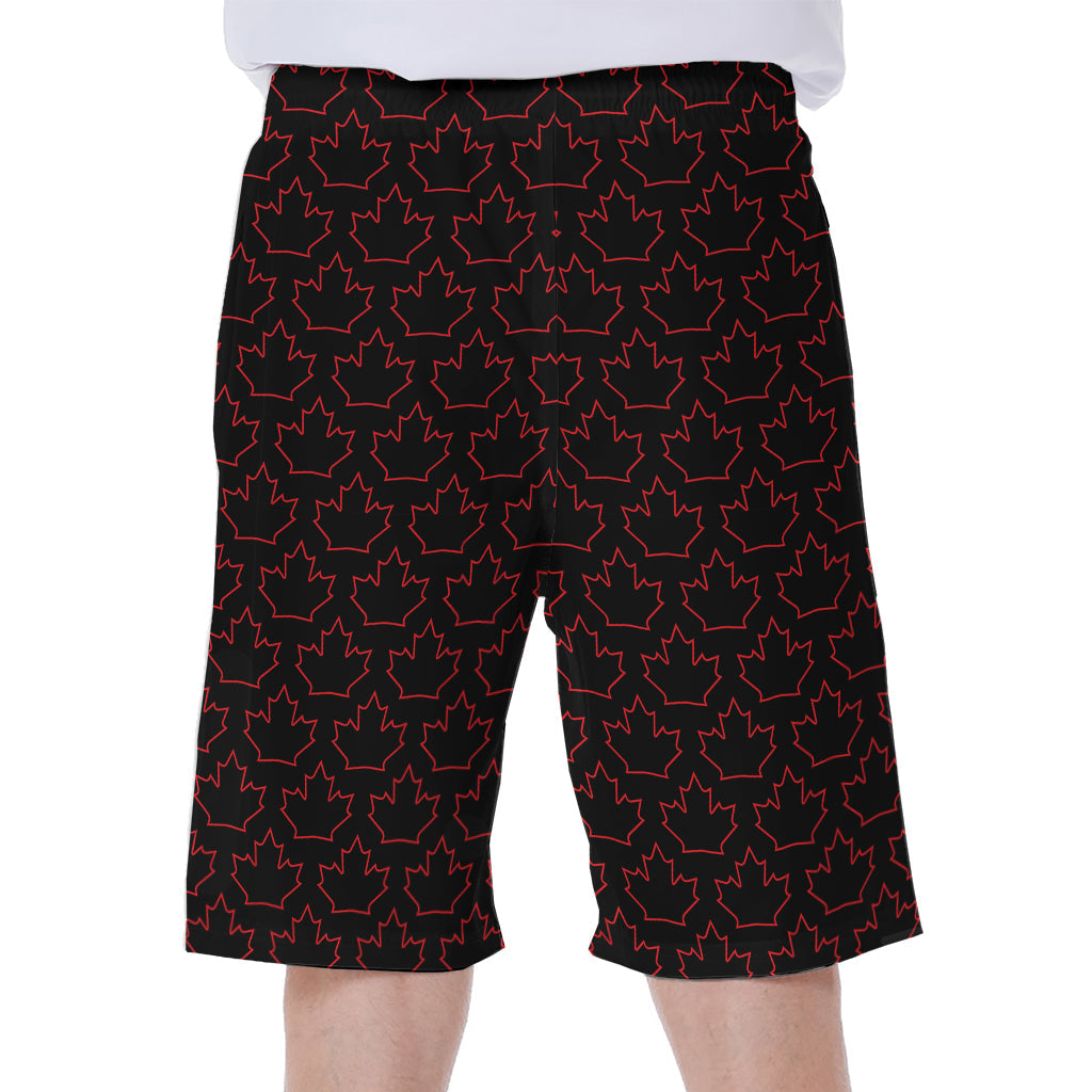 Black and Red Hawaiian Maple Leaf Men&#39;s Beach Shorts - 2