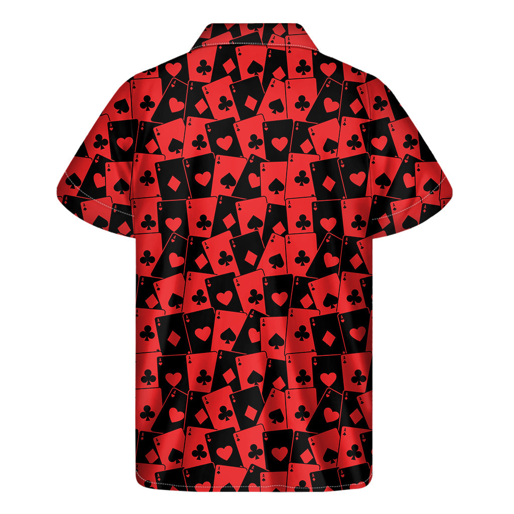 Black and Red Casino Card Pattern Hawaiian Shirt for Men - 2