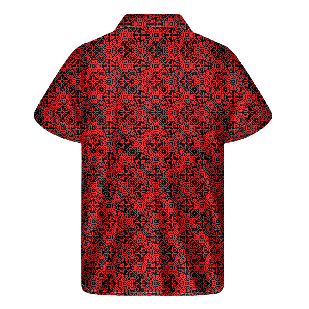 Black and Red Chinese Pattern Hawaiian Short Sleeve Shirt - 2