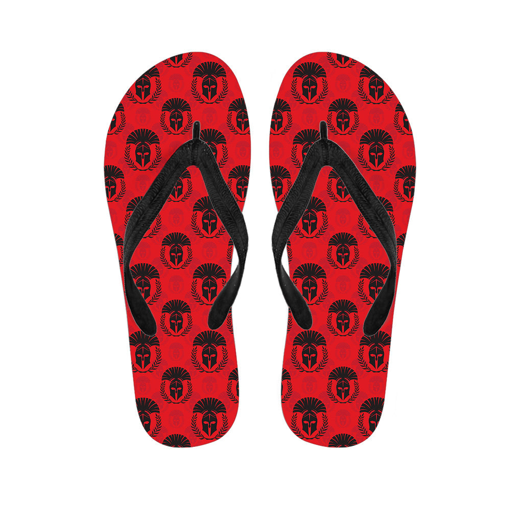 Black and Red Spartan Pattern Hawaiian Flip Flops: Embrace the Island Style! - 1