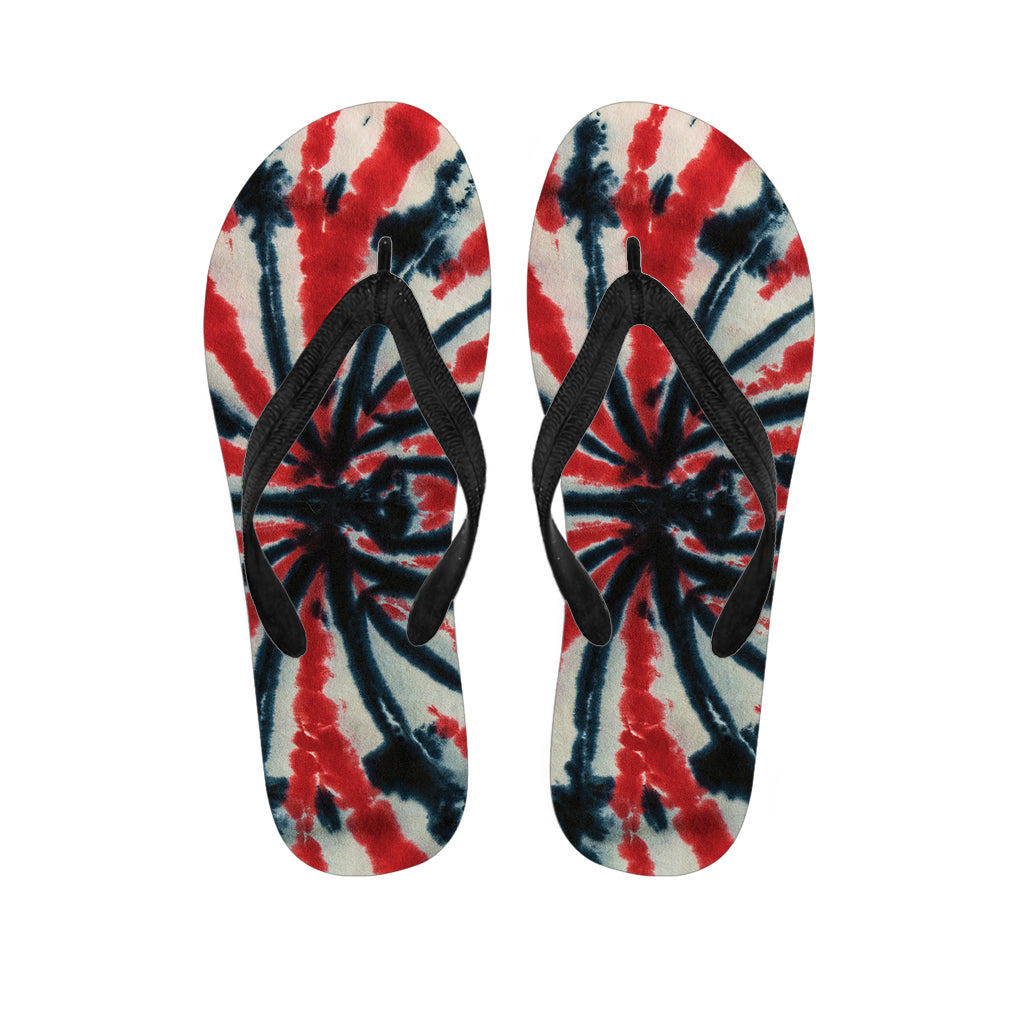 Black and Red Spider Tie-Dye Print Hawaiian Flip Flops: The Perfect Addition to Your Island Outfit - 1