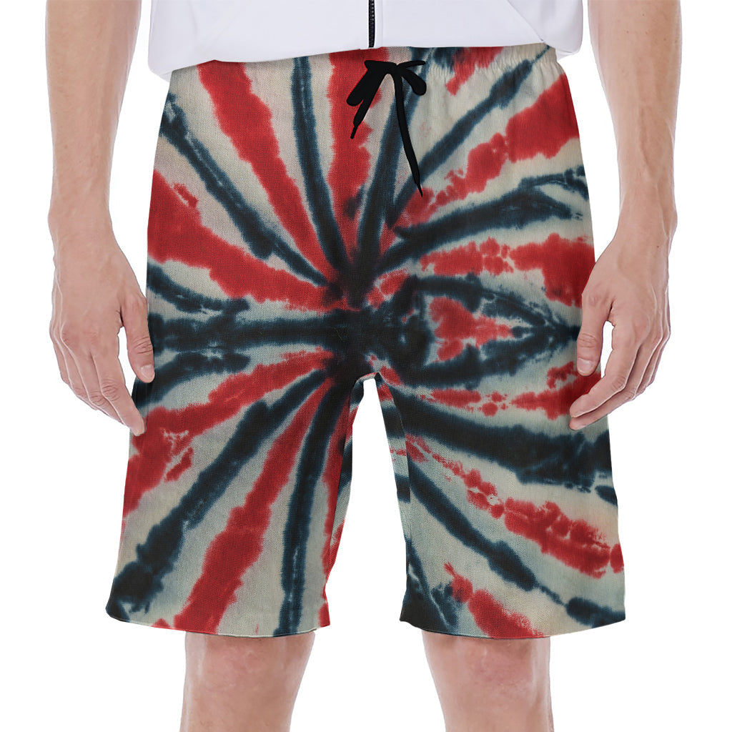 Black and Red Spider Tie-Dye Hawaiian Men's Beach Shorts - 1