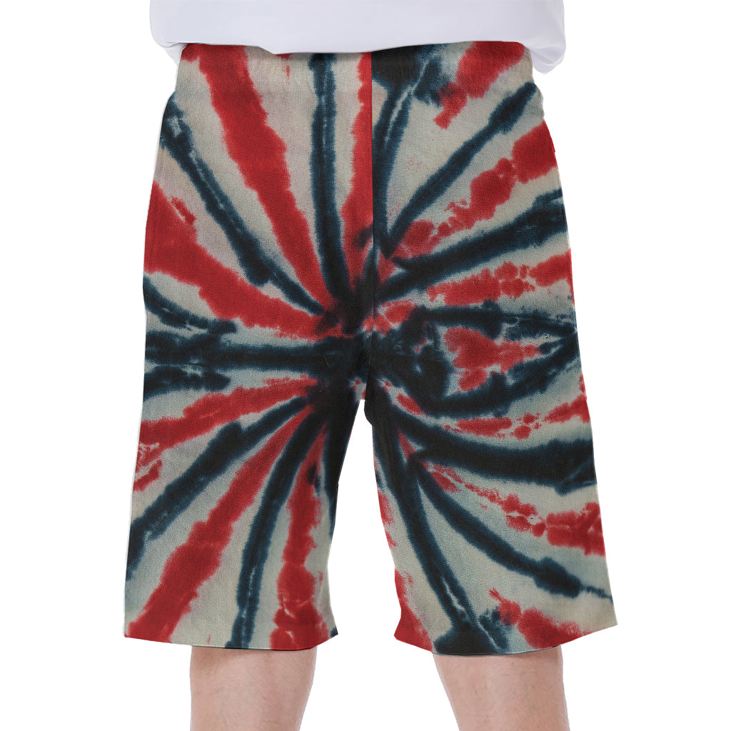 Black and Red Spider Tie-Dye Hawaiian Men's Beach Shorts - 1