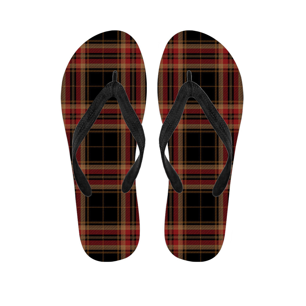 Black and Red Stewart Tartan Print Hawaiian Flip Flops: Perfect for Your Island Getaway - 1