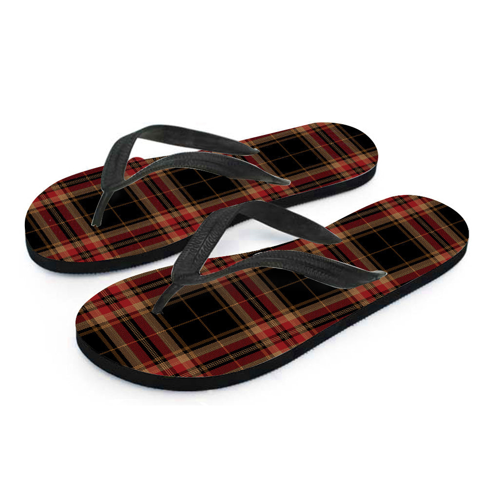 Black and Red Stewart Tartan Print Hawaiian Flip Flops: Perfect for Your Island Getaway - 1