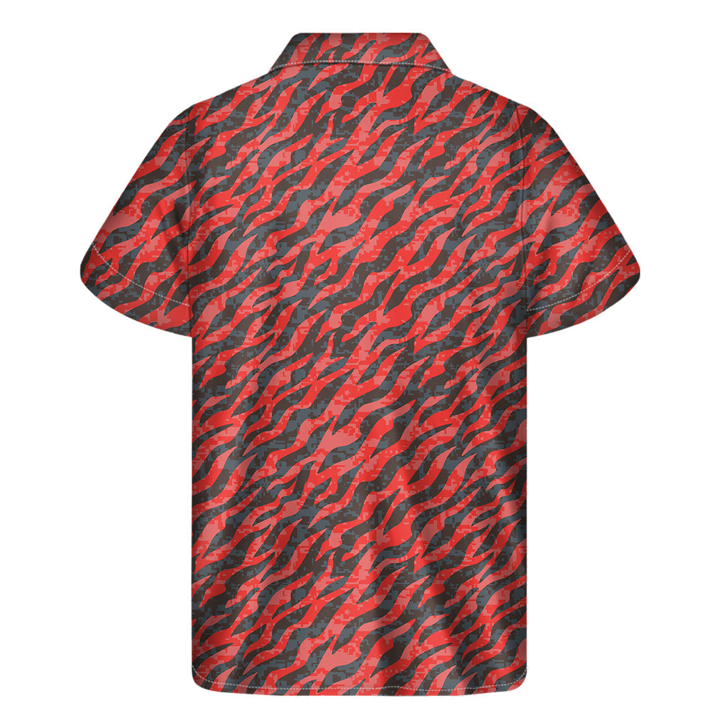 Black and Red Tiger Stripe Hawaiian Short Sleeve Shirt - 2