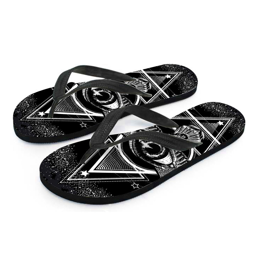 Black and White All-Seeing Eye Hawaiian Flip Flops - Embrace the Island Vibe in Style - 2