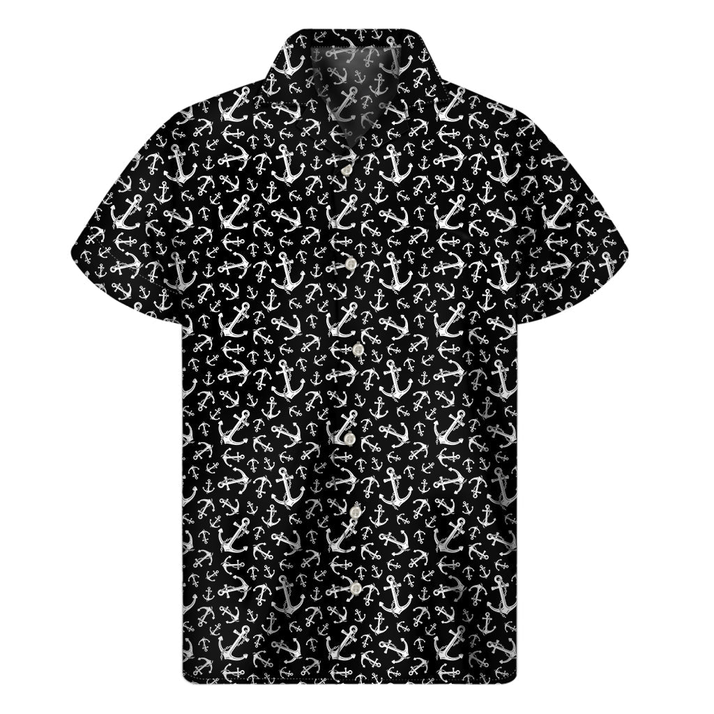 Anchors Aloha: Black and White Hawaiian Printed Short Sleeve Shirt - 1