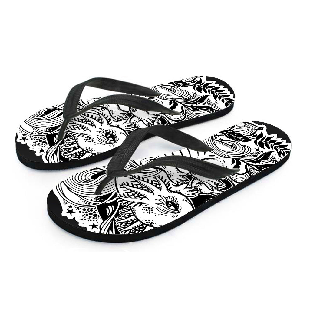 Black and White Axolotl Print Hawaiian Flip Flops: Step into Island Style - 1