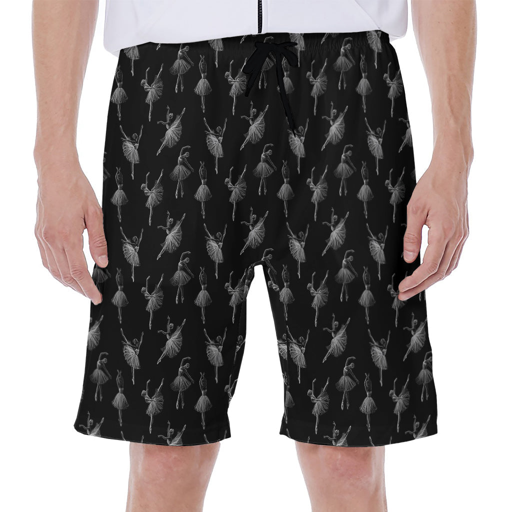 Black and White Ballet Pattern Print Hawaiian Men's Beach Shorts - 1